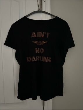 Harley-Davidson Black Tee with Orange and Gold Graphic